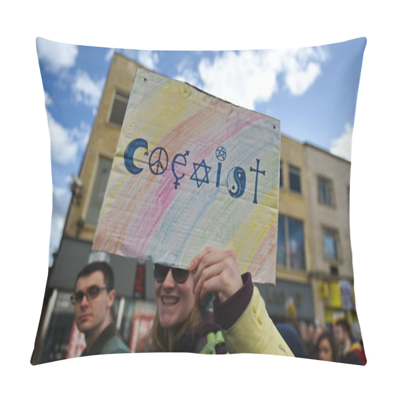 Personality  Protestersmarch Through The City Centre Pillow Covers