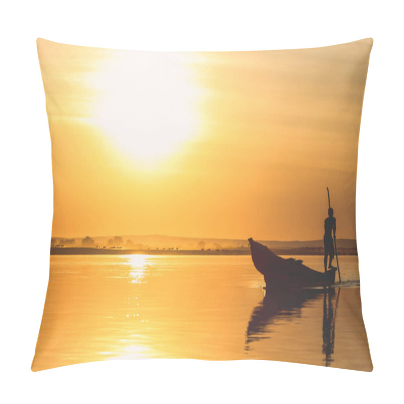 Personality  Pirogue At Sunset Pillow Covers