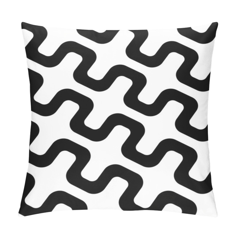 Personality  Abstract Black And White Simple Diagonal Square Zig Zag Vector Seamless Pattern Pillow Covers