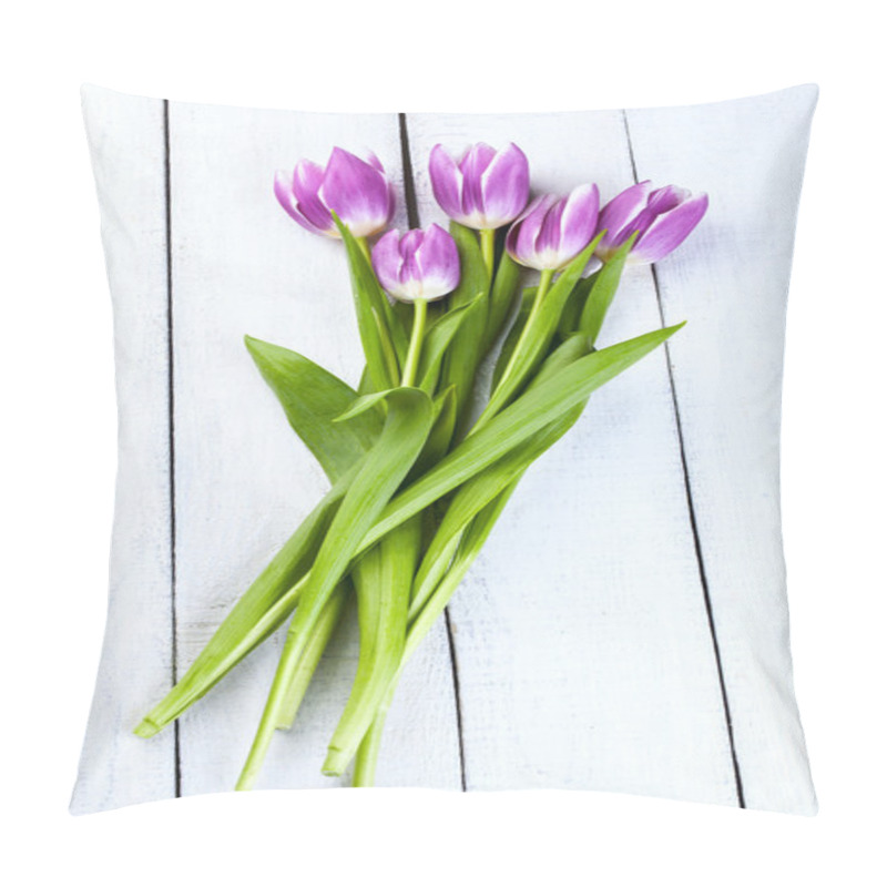 Personality  Purple Tulips On Wooden Background Pillow Covers