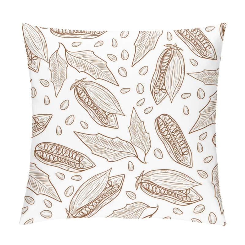 Personality  Sesame. Wallpaper, Seamless. Leaf, Seed, Fruit. Sketch. Monochrome. On A White Background Pillow Covers