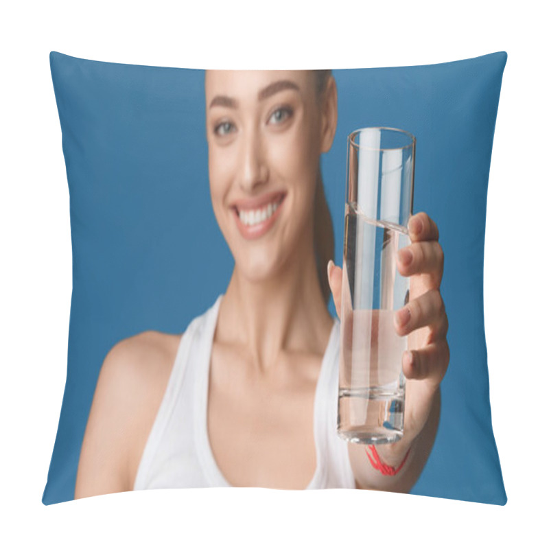 Personality  Healthy Liquid. Girl Holding Glass Of Cold Still Water Pillow Covers