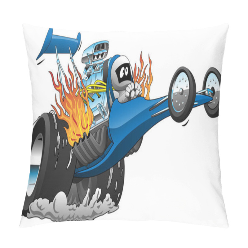 Personality  Top Fuel Dragster Cartoon Vector Illustration Pillow Covers