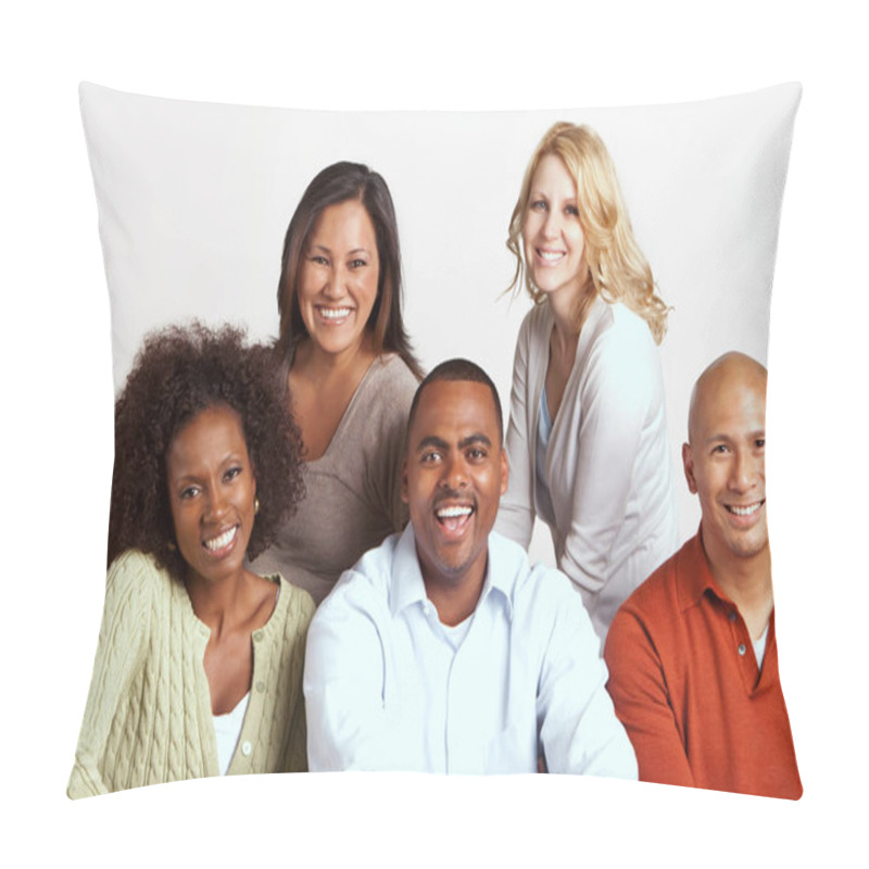 Personality  Diverse Group Of People Isolated On White Pillow Covers