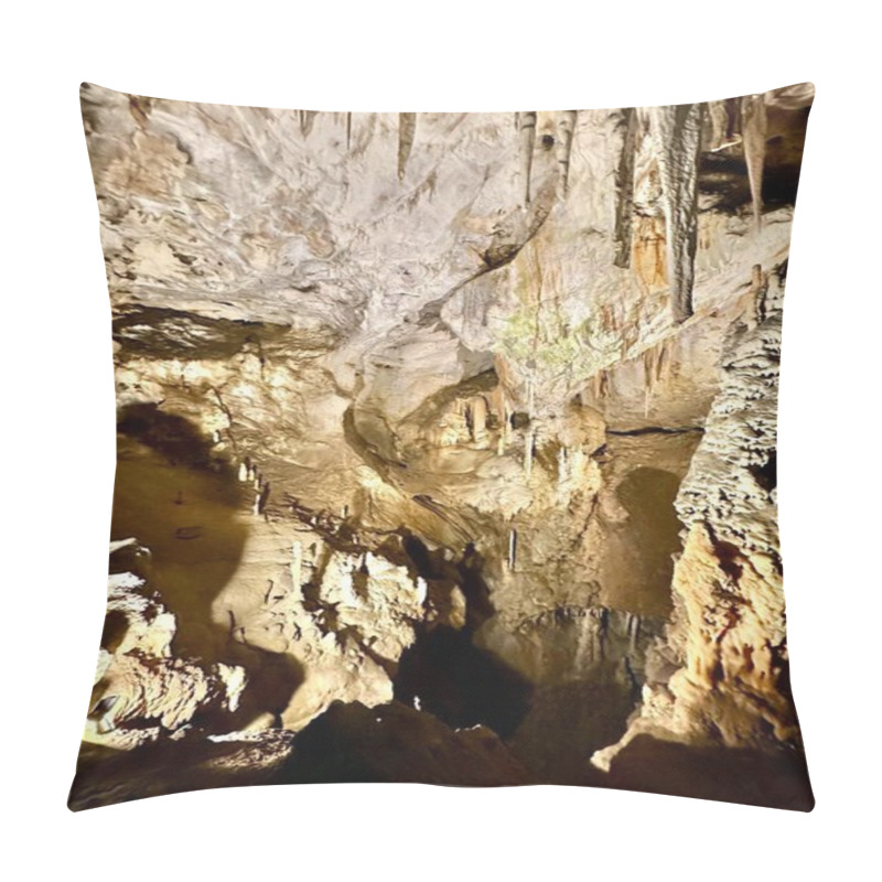 Personality  A Photograph Captures A Close-up Of Vibrant Stalactites Within A Secluded Cave. Pillow Covers