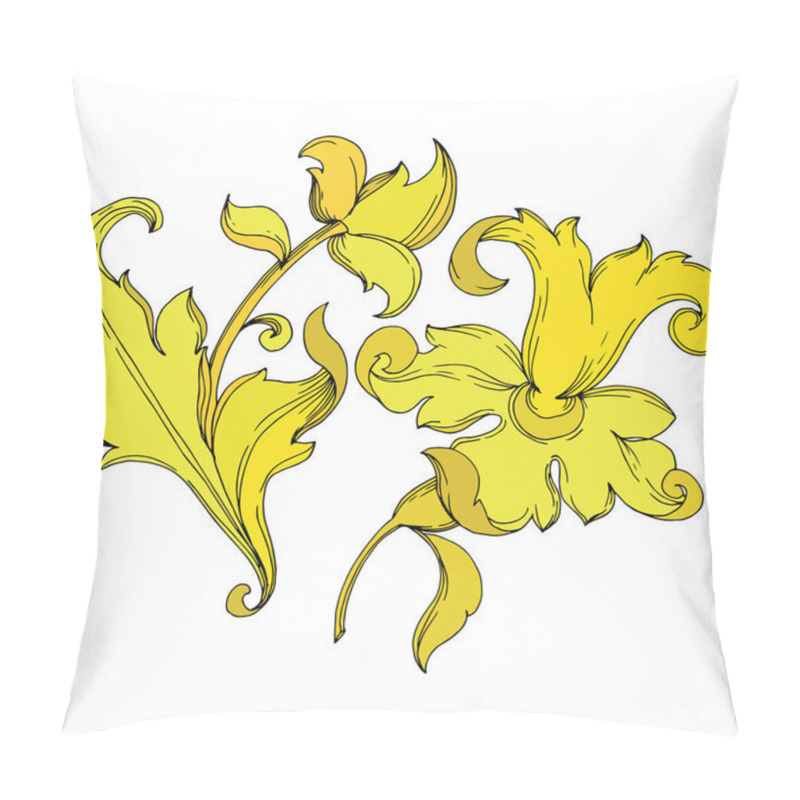 Personality  Vector Gold Monogram Floral Ornament. Black And White Engraved Ink Art. Isolated Ornaments Illustration Element. Pillow Covers