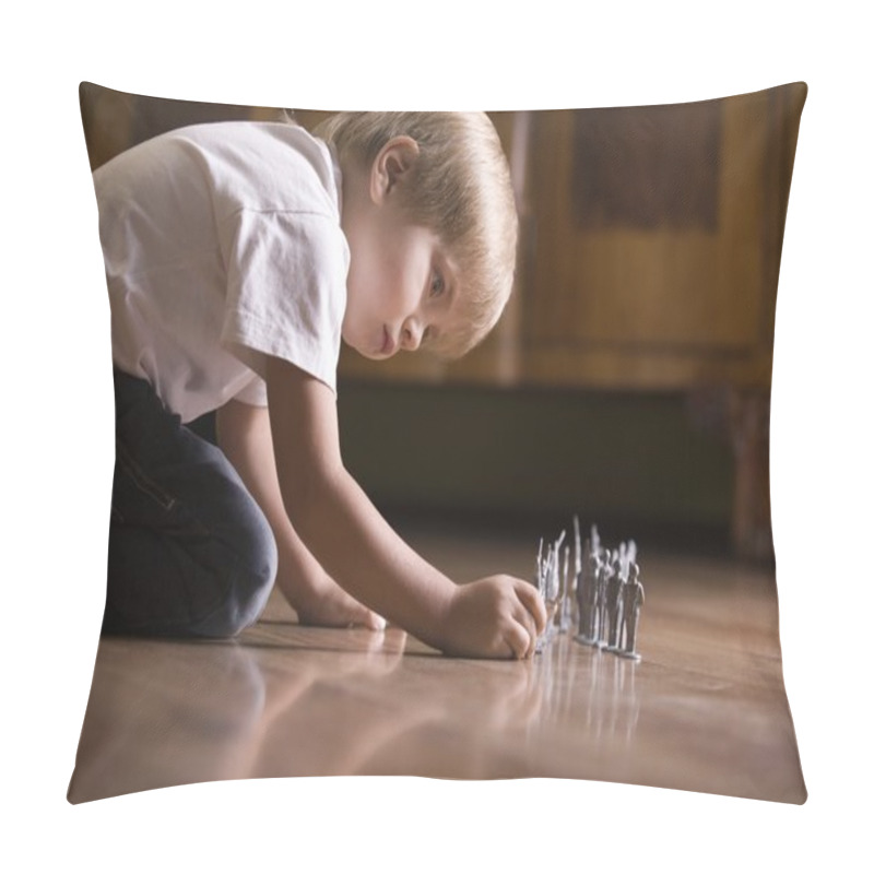 Personality  Boy Playing With Toy Soldiers Pillow Covers