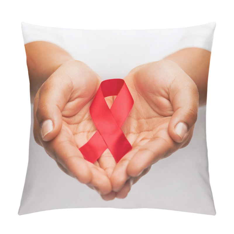 Personality  Hands Holding Red AIDS Awareness Ribbon Pillow Covers