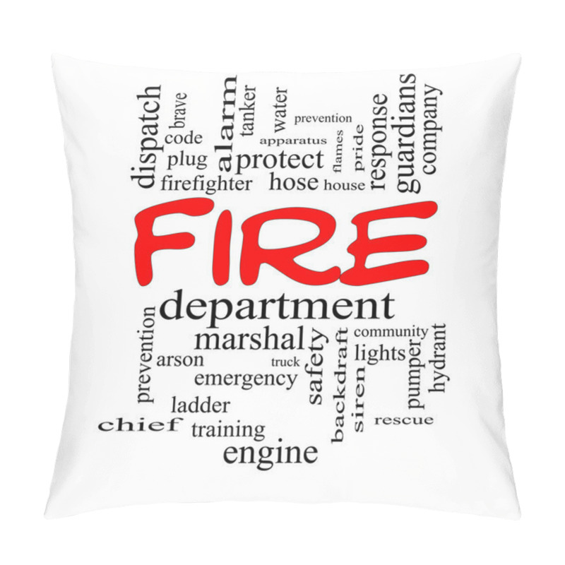 Personality  Fire Department Word Cloud Concept In Red Caps Pillow Covers