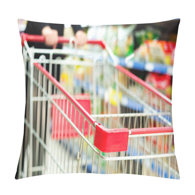 Personality  A Woman Pushing A Shopping Cart Pillow Covers