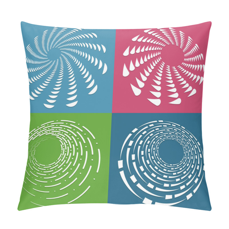 Personality  Set Of White Helical, Spiraling, Curl And Curly Shapes. Spiral, Twirl, Swirl Illustration. Twine Design Elements Over Single-color, Monochrome Background, Backdrop. Helix, Volute Set Pillow Covers