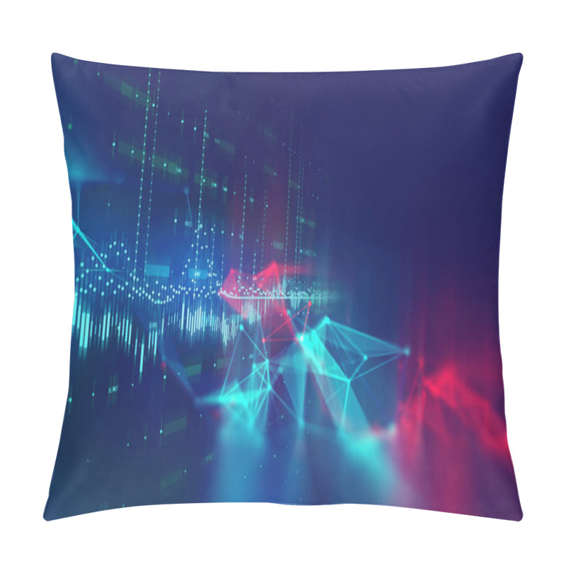 Personality  Dots And Lines Connection On Abstract Technology Background. Pillow Covers