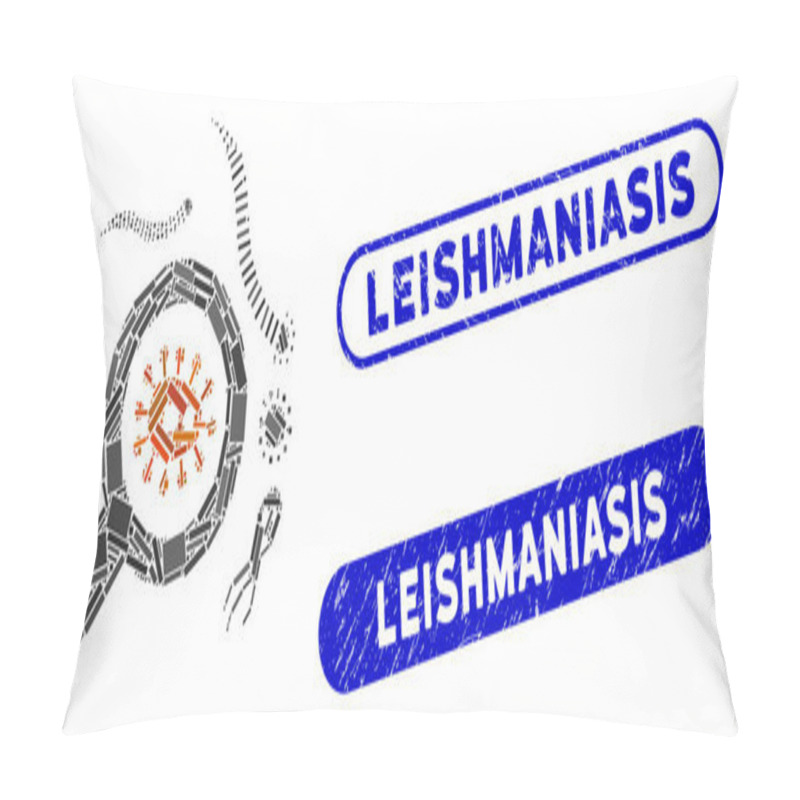 Personality  Rectangle Collage Explore Microbes With Grunge Leishmaniasis Seals Pillow Covers