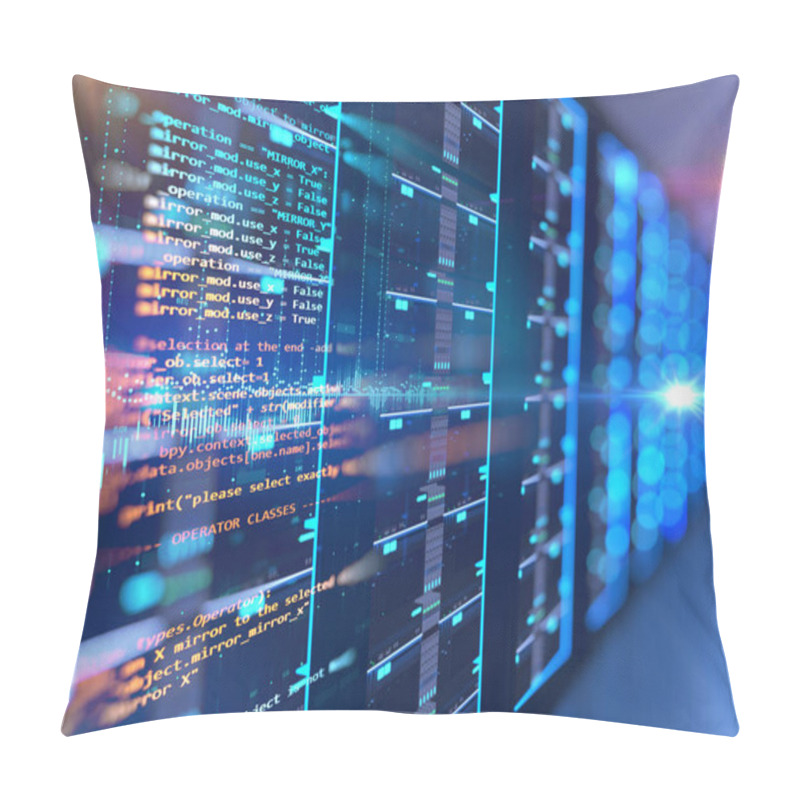 Personality  Server Room 3d Illustration With Programming Data  Design Elemen Pillow Covers