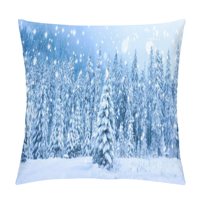 Personality  Christmas Holiday Background. Winter Scene. Snowfall In Winter F Pillow Covers