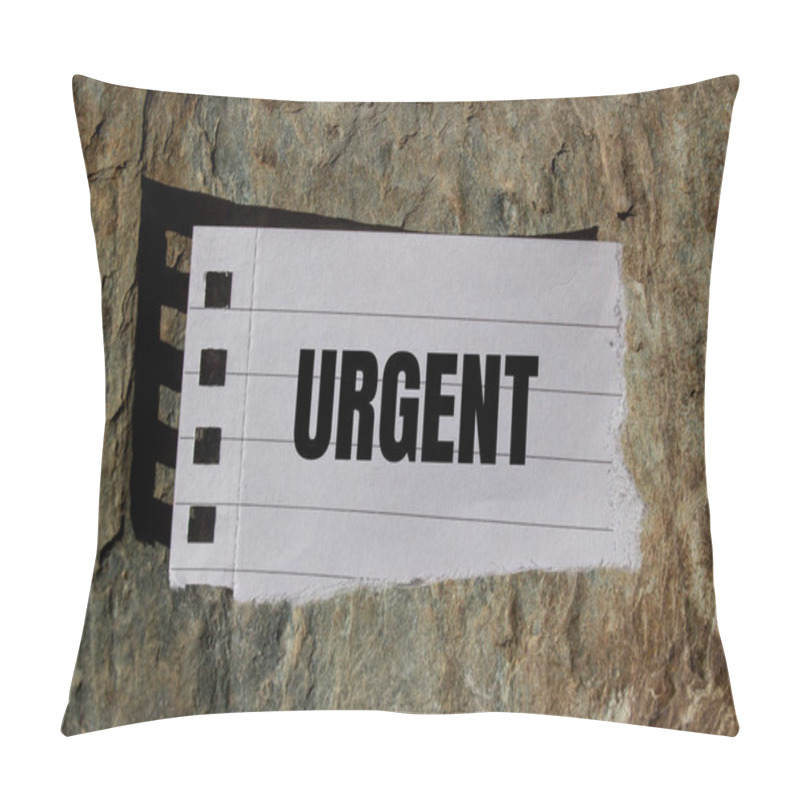 Personality  Urgent Message Written On Ripped Torn Paper Piece With Stone Background. Conceptual Urgent Word Symbol. Copy Space. Pillow Covers