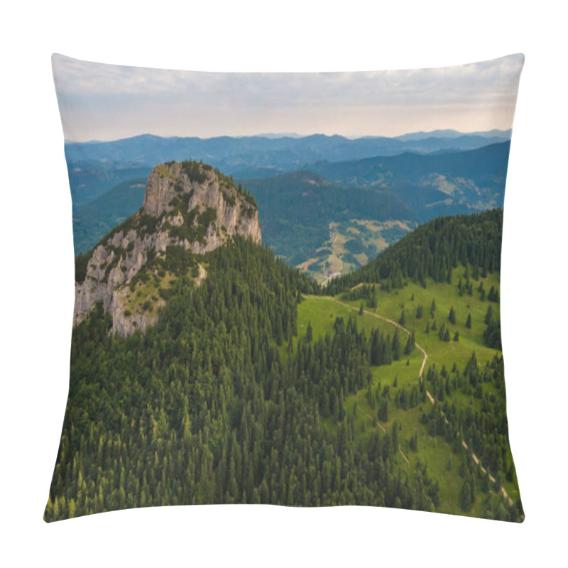 Personality  Aerial View To Mala Fatra Mountains In Slovakia. Sunrise Above Mountain Peaks And Hills In Far. Beautiful Nature, Vibrant Colors. Famous Tourist Destination For Hiking And Trekking. Cloudy Weather. Pillow Covers