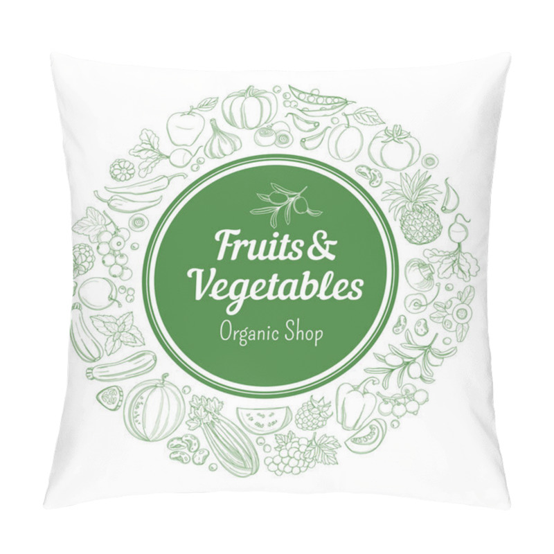 Personality  Frame Border Background Pattern Green Fresh Tropical Fruits And Vegetables Pillow Covers