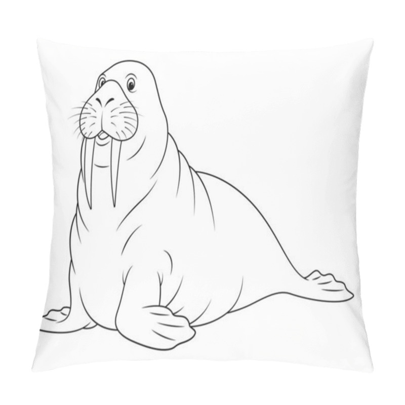 Personality  Walrus Cartoon Animal Illustration BW Pillow Covers