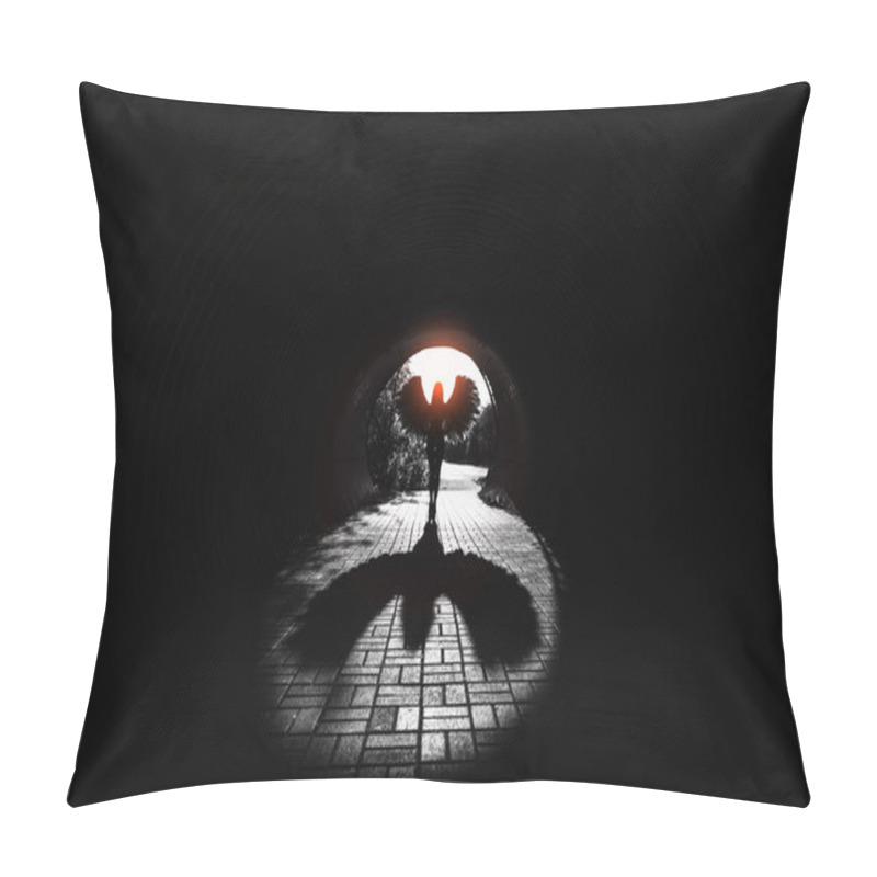 Personality  Angel In The Tunnel With Shadow And Red Highlight Pillow Covers