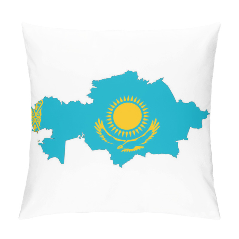 Personality  Kazakhstan Map Silhouette With Flag Isolated On White Background Pillow Covers