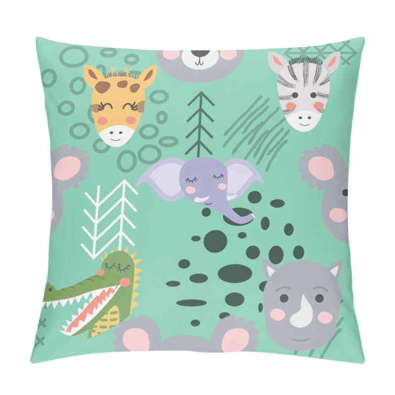 Personality  Cartoon Cute Animal Tribal Faces. Boho Cute Animals Pattern Pillow Covers