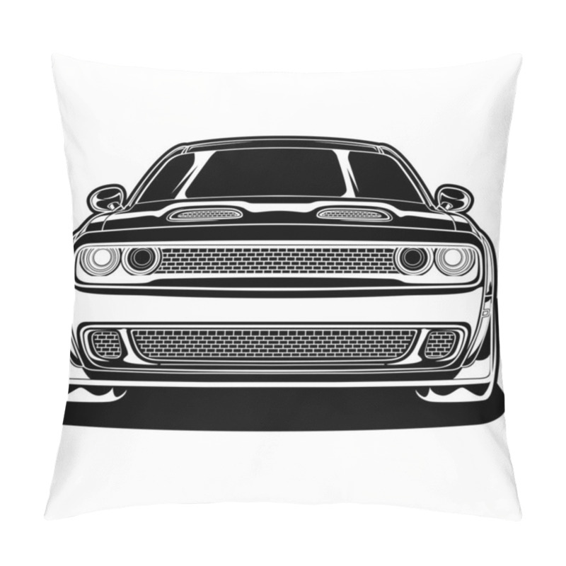 Personality  Black And White View Car Vector Illustration For Conceptual Design Pillow Covers