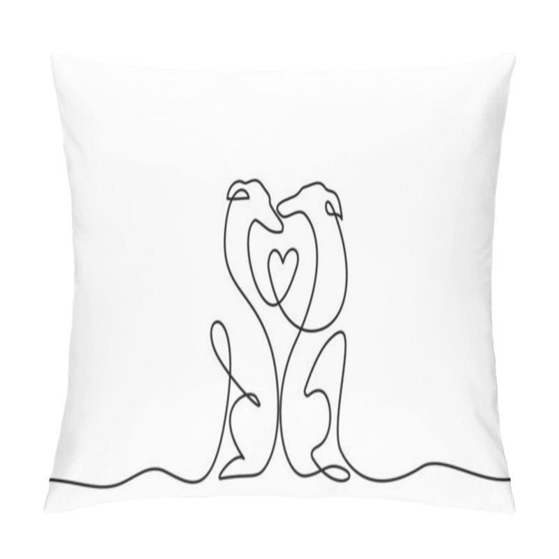 Personality  Two Lovely Greyhounds Silhouette. Continuous One Line Drawing. Pillow Covers