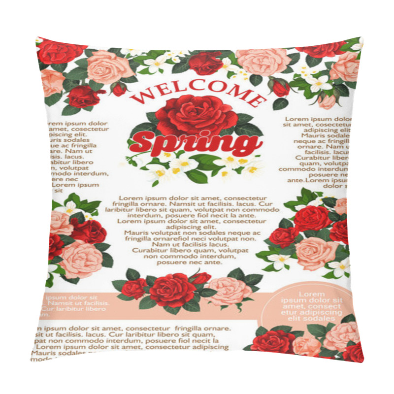 Personality  Vector Rose Flowers Poster For Spring Season Pillow Covers