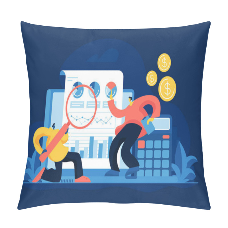 Personality  Business Analytics Flat Vector Illustration Pillow Covers