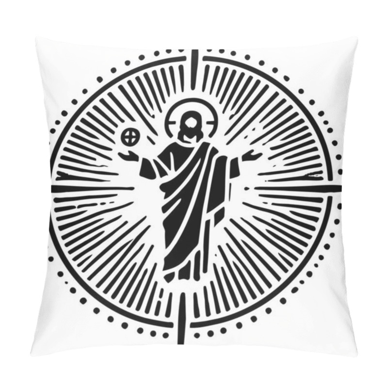 Personality  Sacred Religious Figure In Circular Radiant Pattern Design Pillow Covers