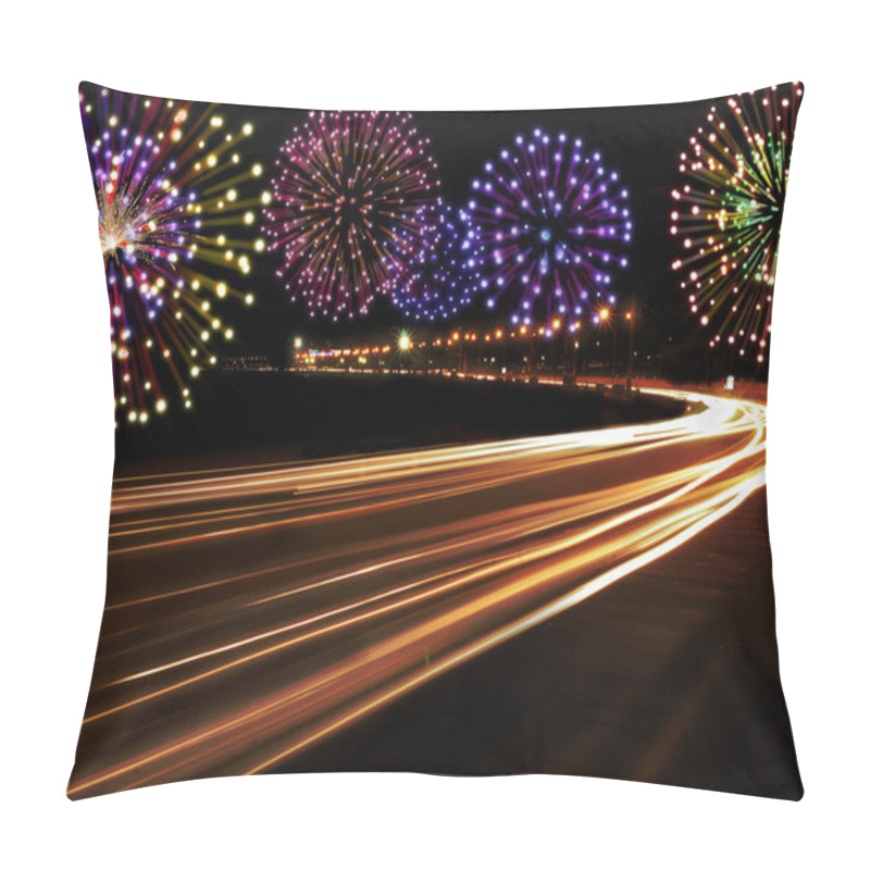 Personality  Happy New Year Fireworks City Cars Highway Pillow Covers