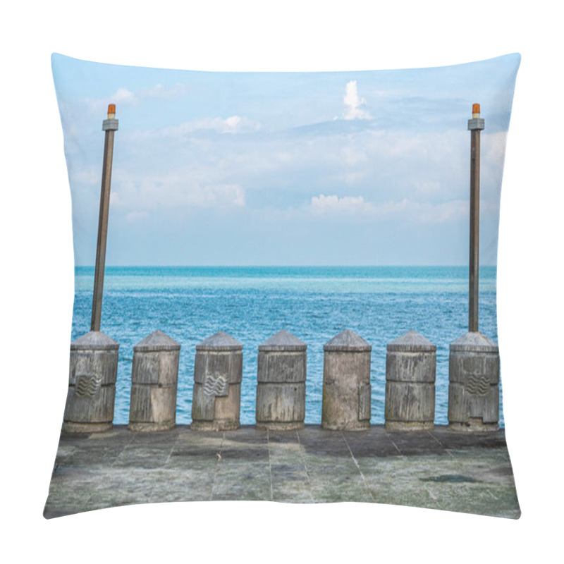 Personality  Stone Grey Jetty Pierce In Malaysia Penang Sea Blue Water Photo Pillow Covers