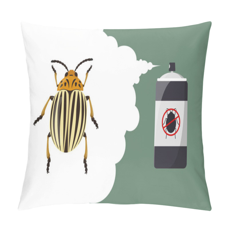 Personality  Colorado Beetle Repellent Banner. Insect Repellent Aerosol. Insect And Bug Control Spray Bottle. Cartoon Illustration Pillow Covers