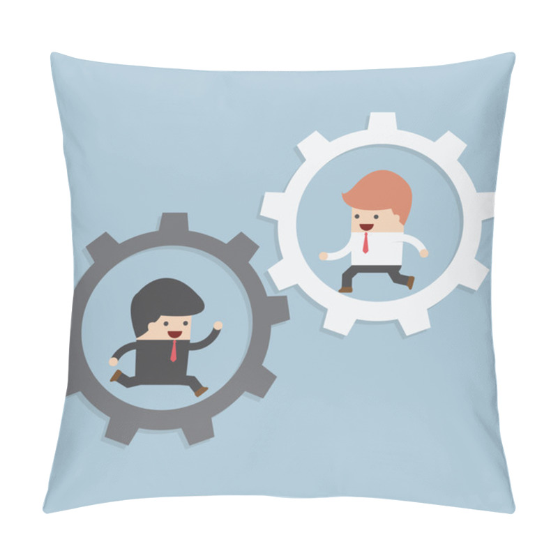 Personality  Businessmen Running In Gear Pillow Covers