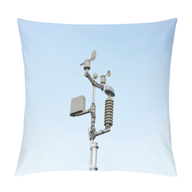 Personality  Weather Station On Blue Sky Background Pillow Covers