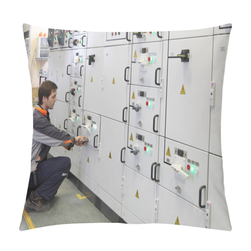 Personality  Worker Make Maintenance Of Electrical Equipment. Pillow Covers