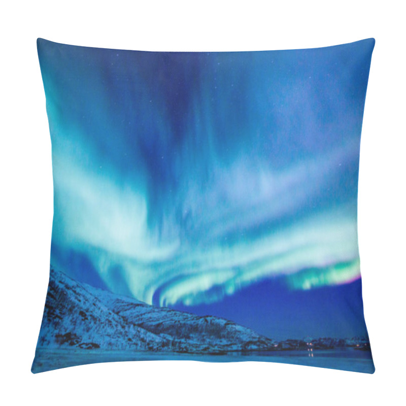 Personality  Incredible Northern Lights Aurora Borealis Activity Above The Coast In Norway Pillow Covers