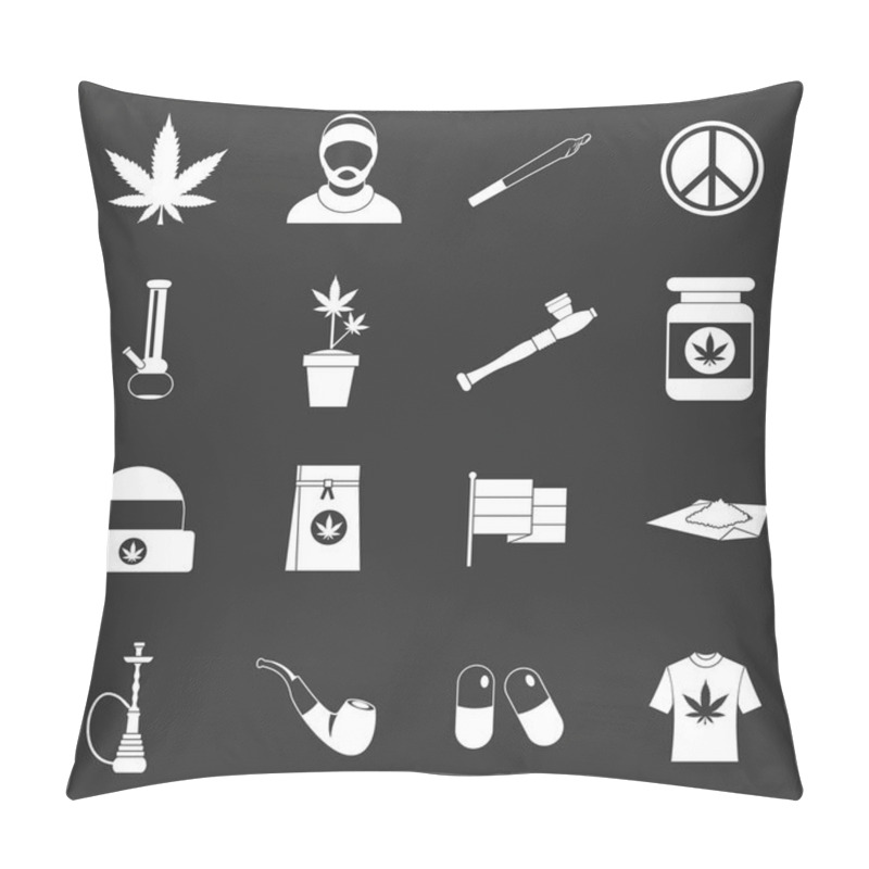 Personality  Rastafarian Icons Set Grey Vector Pillow Covers