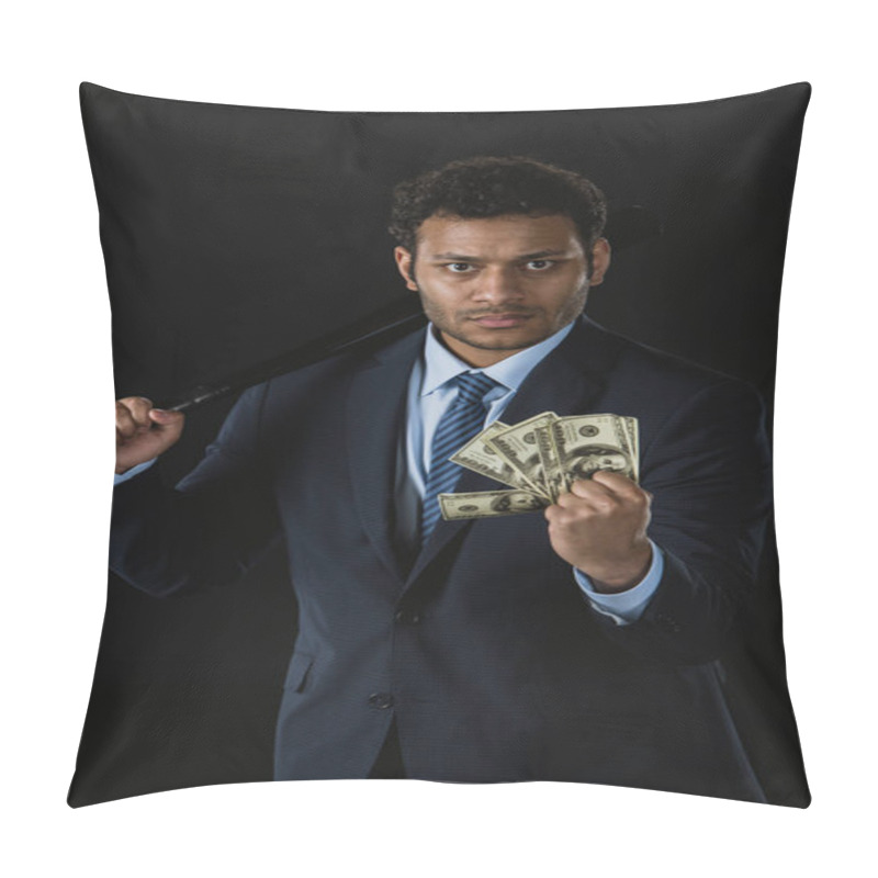 Personality  Businessman With Bat And Money  Pillow Covers