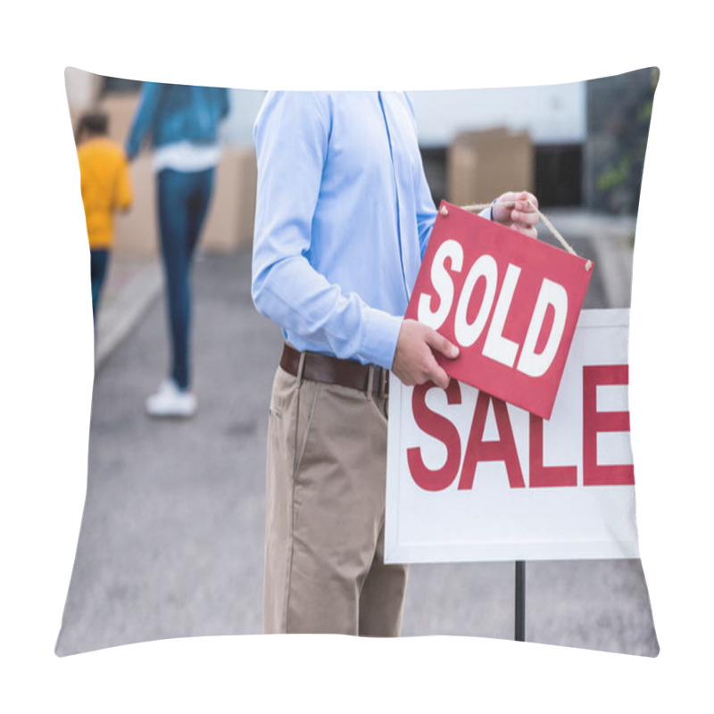 Personality  Realtor Hanging Sold Sign Pillow Covers