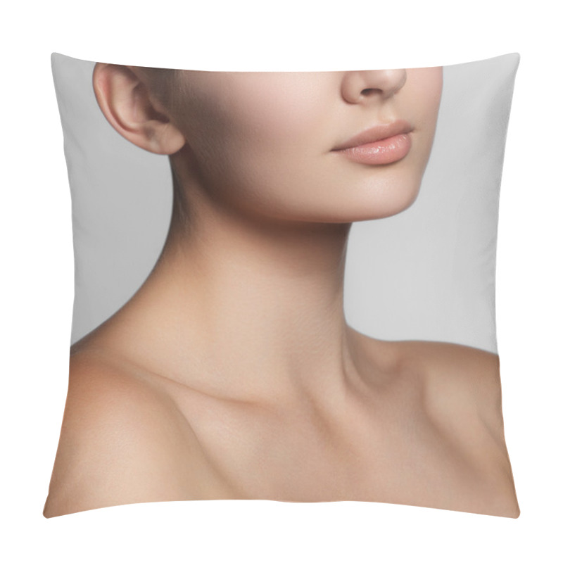 Personality  Perfect Lips. Sexy Girl Mouth Close Up. Beauty Young Woman Smile. Natural Plump Full Lip. Lips Augmentation. Close Up Detail Pillow Covers