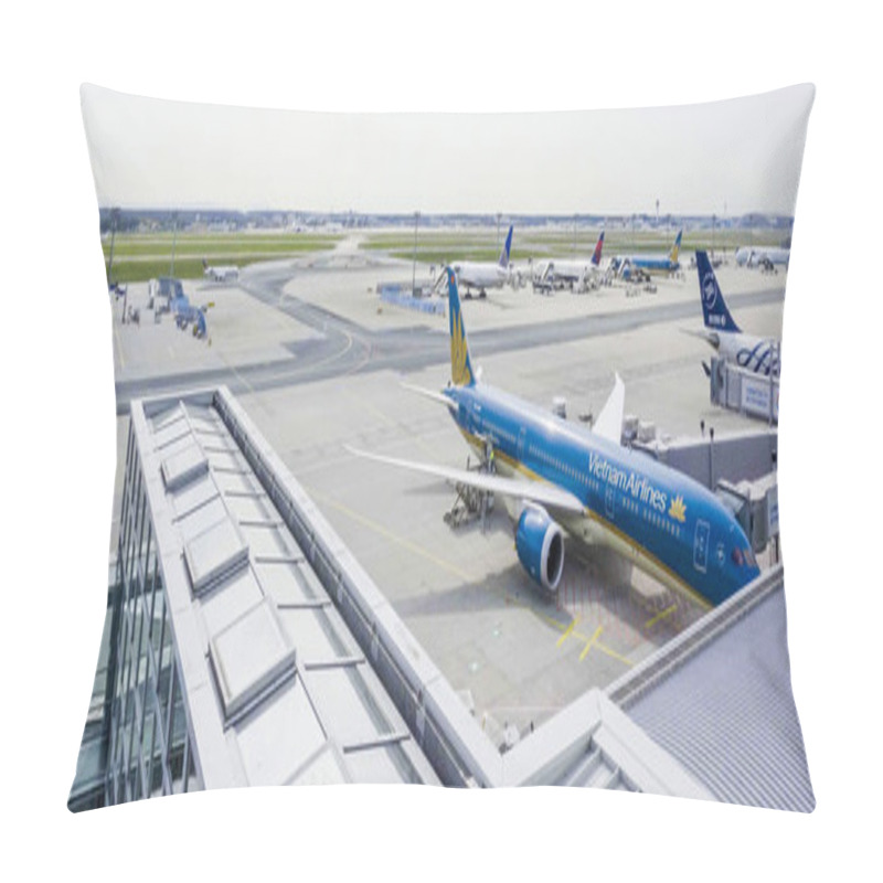 Personality  The Apron Of Frankfurt Airport - FRANKFURT - GERMANY - APRIL 1, 2017 Pillow Covers