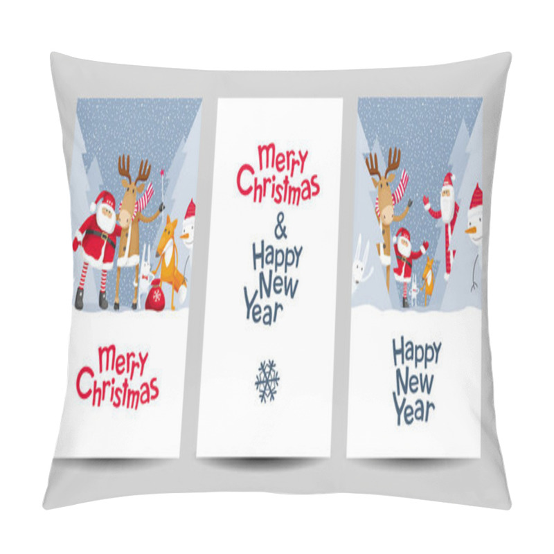 Personality  Merry Christmas Vector Lettering Design Template Set Pillow Covers