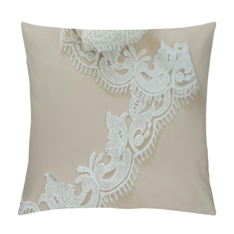 Personality  Texture Lace Fabric. Lace On White Background Studio. Thin Fabric Made Of Yarn Or Thread. A Background Image Of Ivory-colored Lace Cloth. White Lace On Beige Background. Pillow Covers