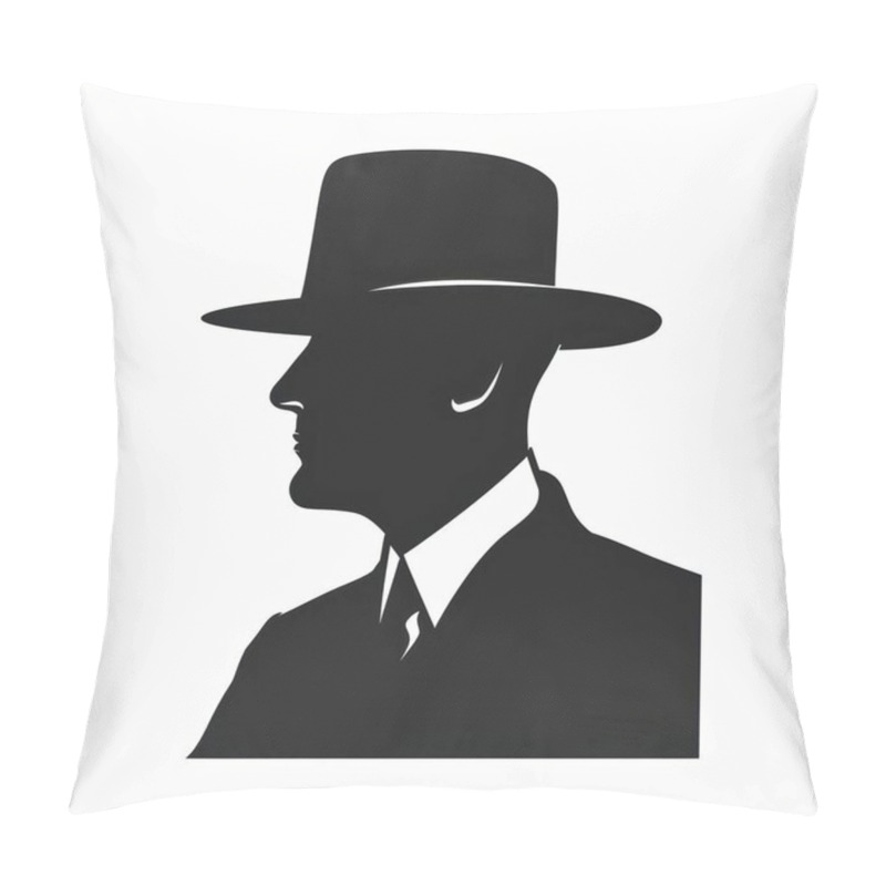 Personality  Silhouette Of A Man In A Wide-brimmed Hat, Exuding A Classic And Timeless Appeal. Pillow Covers