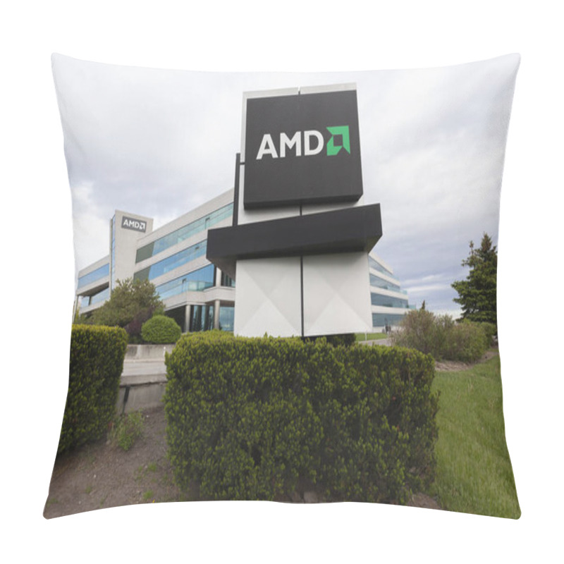 Personality  Markham, Ontario, Canada - May 31, 2020: AMD Office In Markham, Ontario, Canada. Advanced Micro Devices, Inc. (AMD) Is An American Multinational Semiconductor Company.  Pillow Covers