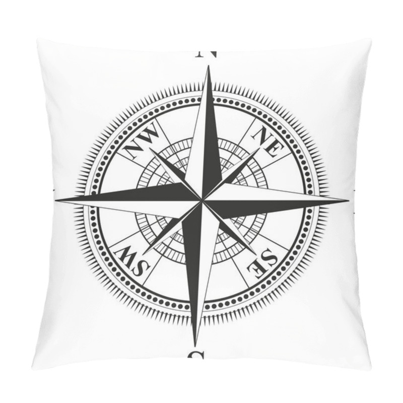 Personality  Compass Drawing On White Pillow Covers