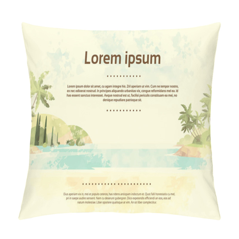 Personality  Tropical Ocean Beach With Palm Trees Pillow Covers