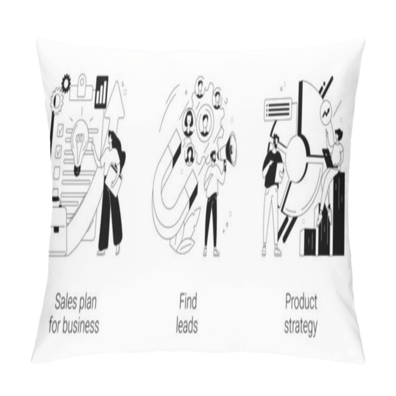 Personality  Marketing Plan And Business Strategy Abstract Concept Vector Illustrations. Pillow Covers